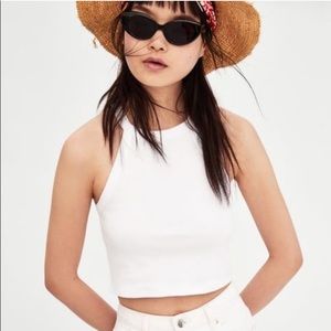•Zara White High Neck Tank Top